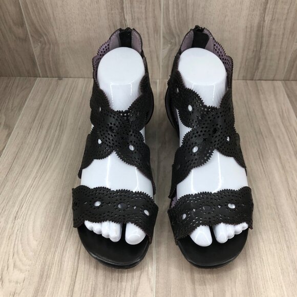 Everybody by BZ Moda Sandals Womens EU 37 Black Leather Back Zip Shoes - Picture 6 of 12